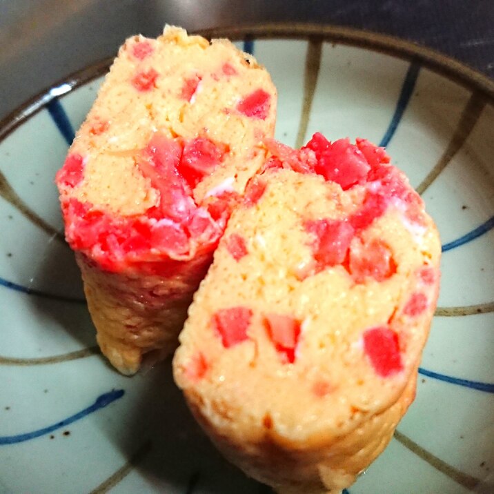 卵1個で★お弁当に最適なサイズ!紅生姜の卵焼き
